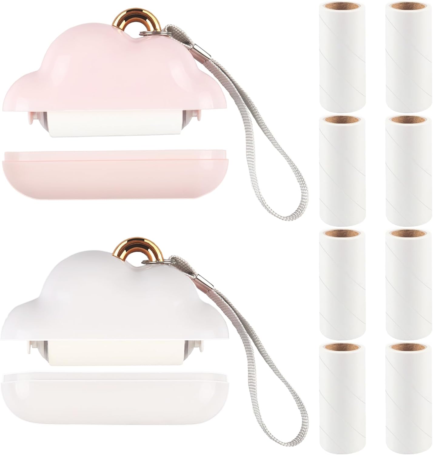 Mini Lint Roller Travel Size, Reusable Lint Roller for Travel, Pet Hair Remover Portable Lint Roller for Clothes with 300 Sheets Refillable (Pink&White)