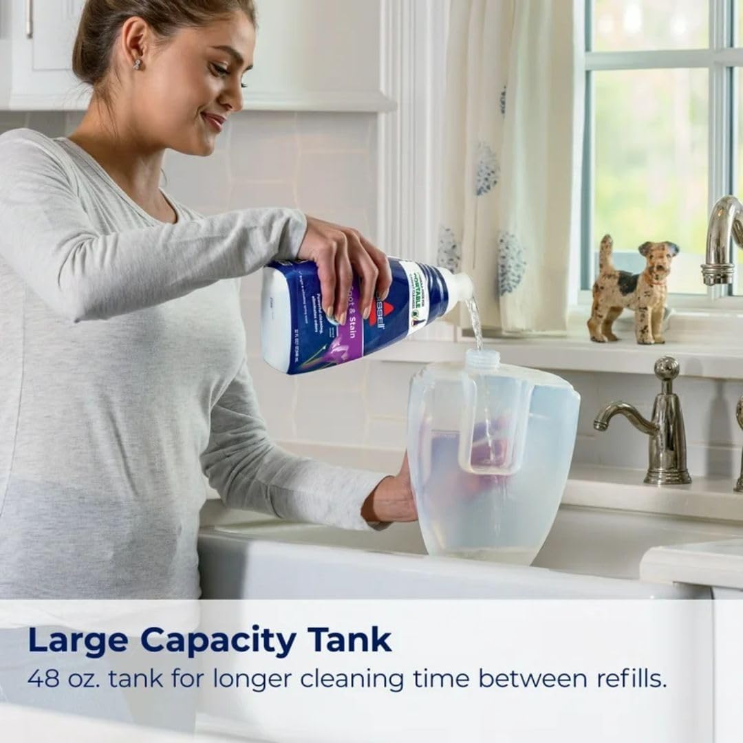 BIISSEELL Little Green”Compact Spot Cleaner with 48 oz Tanks, 3-inch Tough Stain Tool & Powerful Vacuum Suction