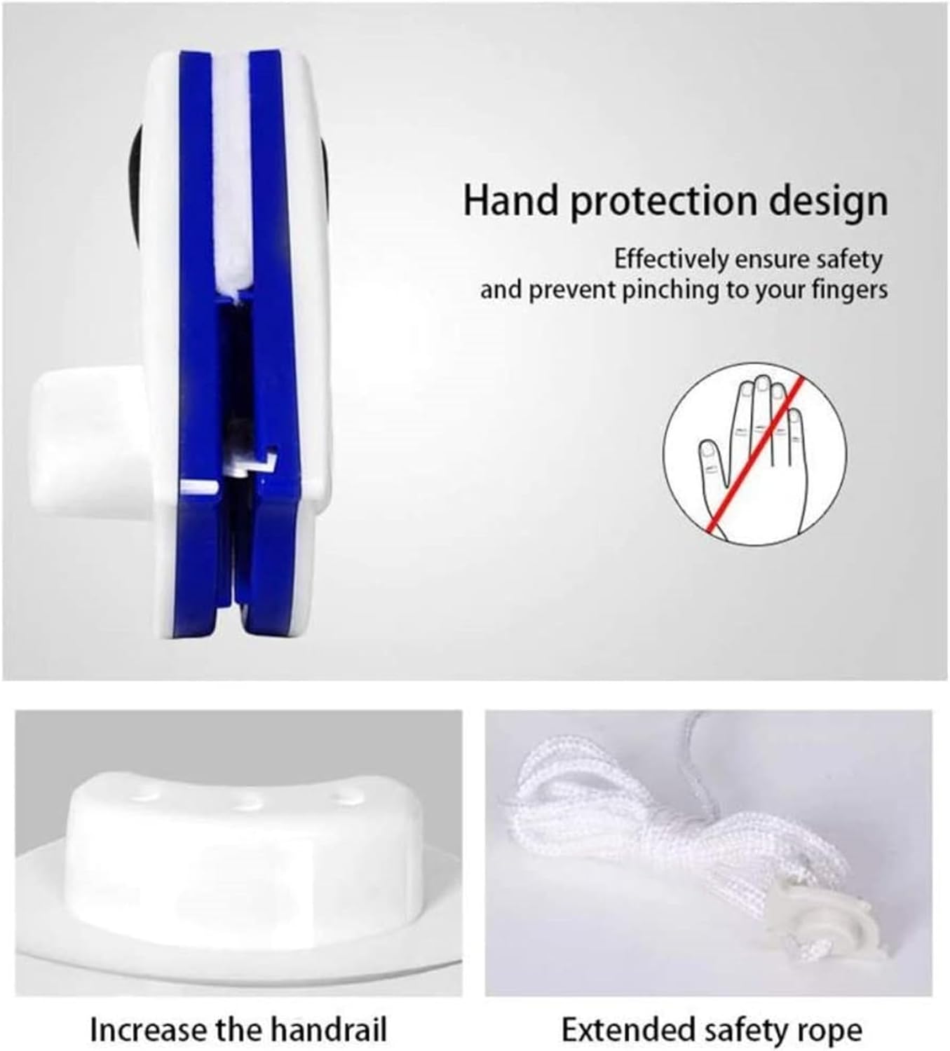 Double Sided Window Cleaner - Magnetic Window Glass Wiper Cleaning Tool for with Microfiber Cleaning Cloth (Blue) High-Rise Household Clean Windows Thickness 0.1''-0.3'' (Blue)