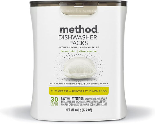 Method Dishwasher Detergent Packs, Lemon Mint, 30 count