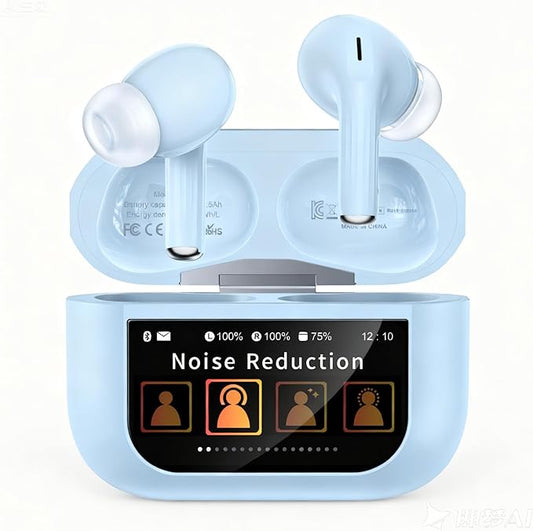 Wireless Earbuds, ANC/ENC Noise Cancelling Ear Buds with Smart Touchscreen Case, 48H Playtime, Bass Stereo Sound, Bluetooth 5.4 Ear Buds for Laptop, Android/iOS, Pad