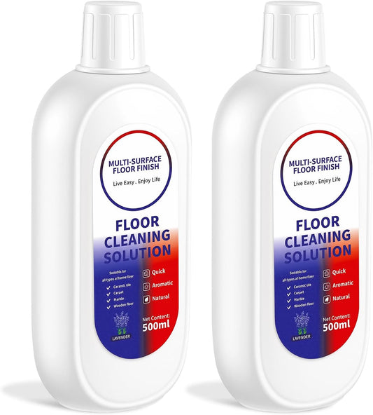 Floor Cleaning Solution Compatible with Tineco/Roborock, Deep Cleans of Multiple Hard Floors for All Mopping Robot Vacuums and Cordless Wet/Dry Vacuum Mop Cleaner, Lavender Scent, 1000ml, 2 Bottles