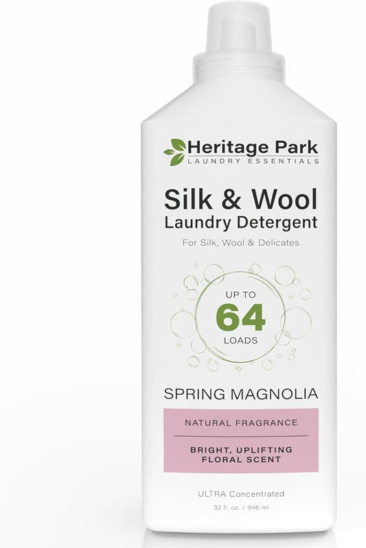 Heritage Park Silk & Wool Spring Magnolia Floral Scent, pH-Neutral Laundry Detergent – Enzyme-Free, Concentrated Up to 64 loads (32 fl oz)