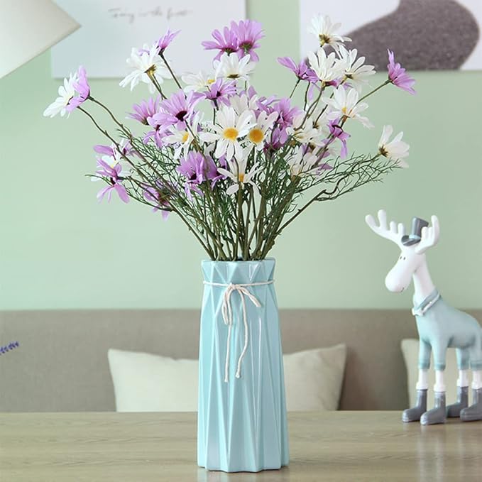 Ceramic Flower Vase Modern Home Decor Vases for Centerpieces Blue Minimalist Farmhouse 9.5" H x 3.9" W Cute Decorative Vases Flowers Tulip Pampas Grass Vase for Table Bathroom Shelf