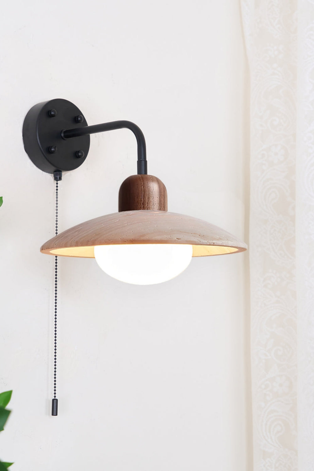Japandi Travertine Disc Wall Light