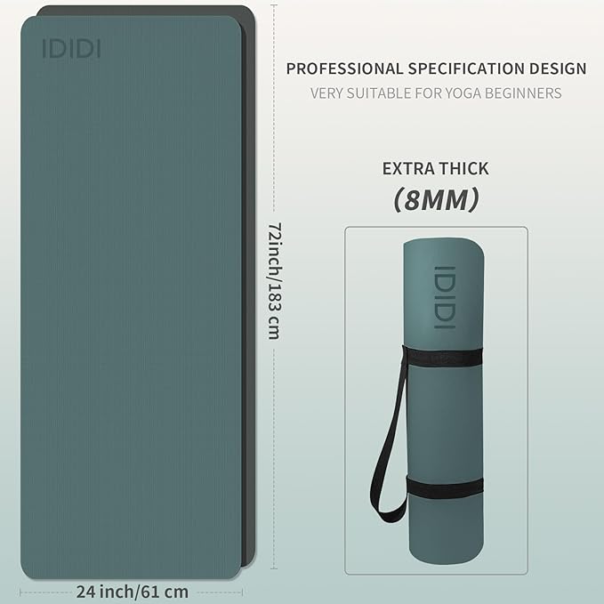 Yoga Mat with Strap,Non-Skid Workout Mat,8mm Thick Yoga Mat,POE Yoga Mats for Women Men Kids,Exercise Mat with Easy-Cinch,72"x24"x0.32” (183x61x0.8cm)