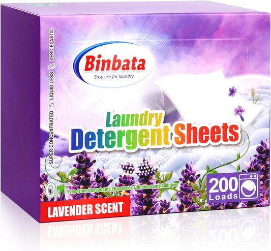 Laundry Detergent Sheets, 200 Loads Lavender Scent Hypoallergenic Eco-Friendly, Biodegradable Plastic Free Liquidless Laundry Sheets Suitable for Sensitive Skin