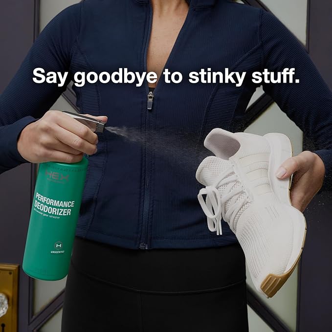HEX Performance Deodorizing Spray, Fragrance Free, 22oz - Awesome for Shoes, Gear, Activewear & Fabrics, Yoga Mats & Gym Equipment, Carpet, Pets, Odor Eliminator & Fabric Refresher Spray