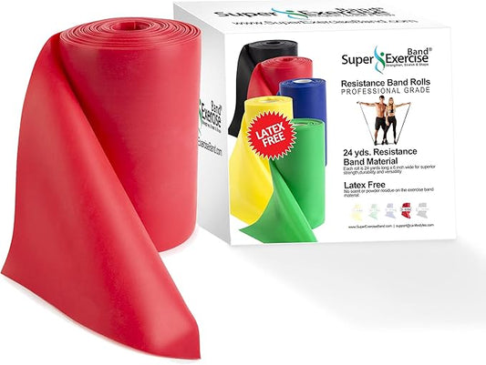 Resistance Band for Working Out - 8,16,24 Yard Resistance Bands Bulk Rolls - 10 Strengths in Light Medium and Heavy Exercise Bands - Latex Free Workout Bands Including iPhone App and e-Book