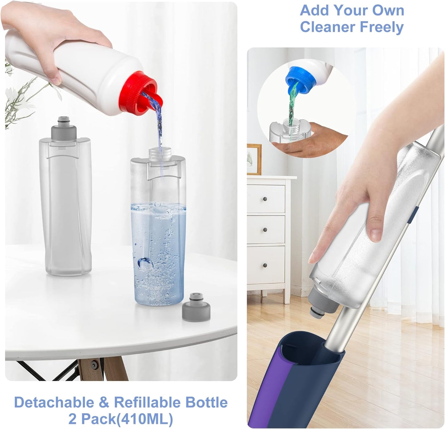 Spray Mops for Hardwood Floor Cleaning: MEXERRIS Microfiber Wet Jet Mops with 2 Bottles - 4 Reusable Washable Pads Refills Fit for Swiffer PowerMop - Dry Dust for Laminate Tile Vinyl Wood Floors