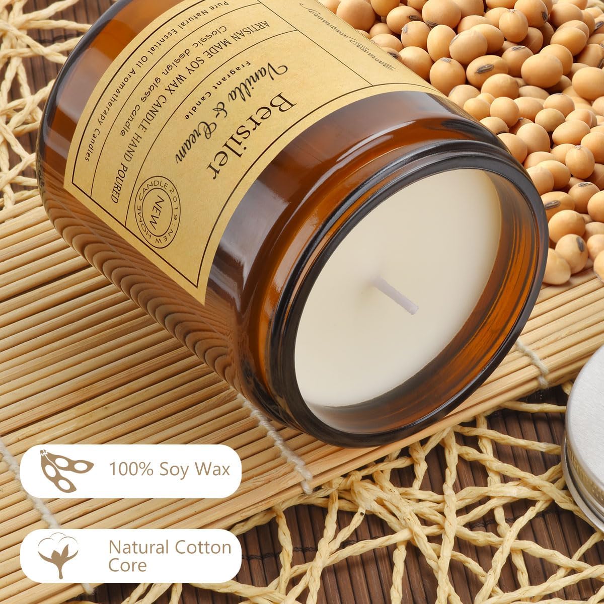 Vanilla Cream Scented Candles, Candles for Home Scented Aromatherapy Candles, Stress Relief and Relax Candle Gift for Women Birthday Christmas, 7oz Soy Wax Candle