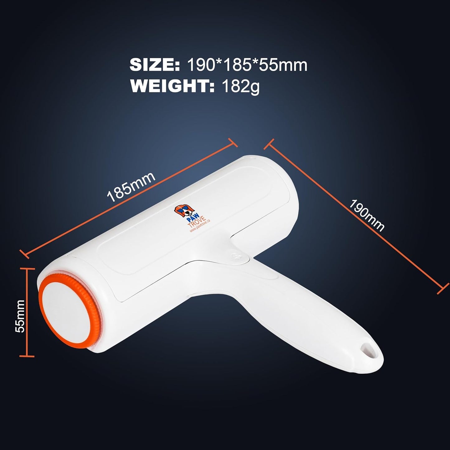 Roller Pet Hair Remover and Reusable Lint Roller - PAW TROVE Cat and Dog Hair Remover for Furniture, Couch, Carpet, Clothing and Bedding - Portable, Multi-Surface Fur Removal Tool.