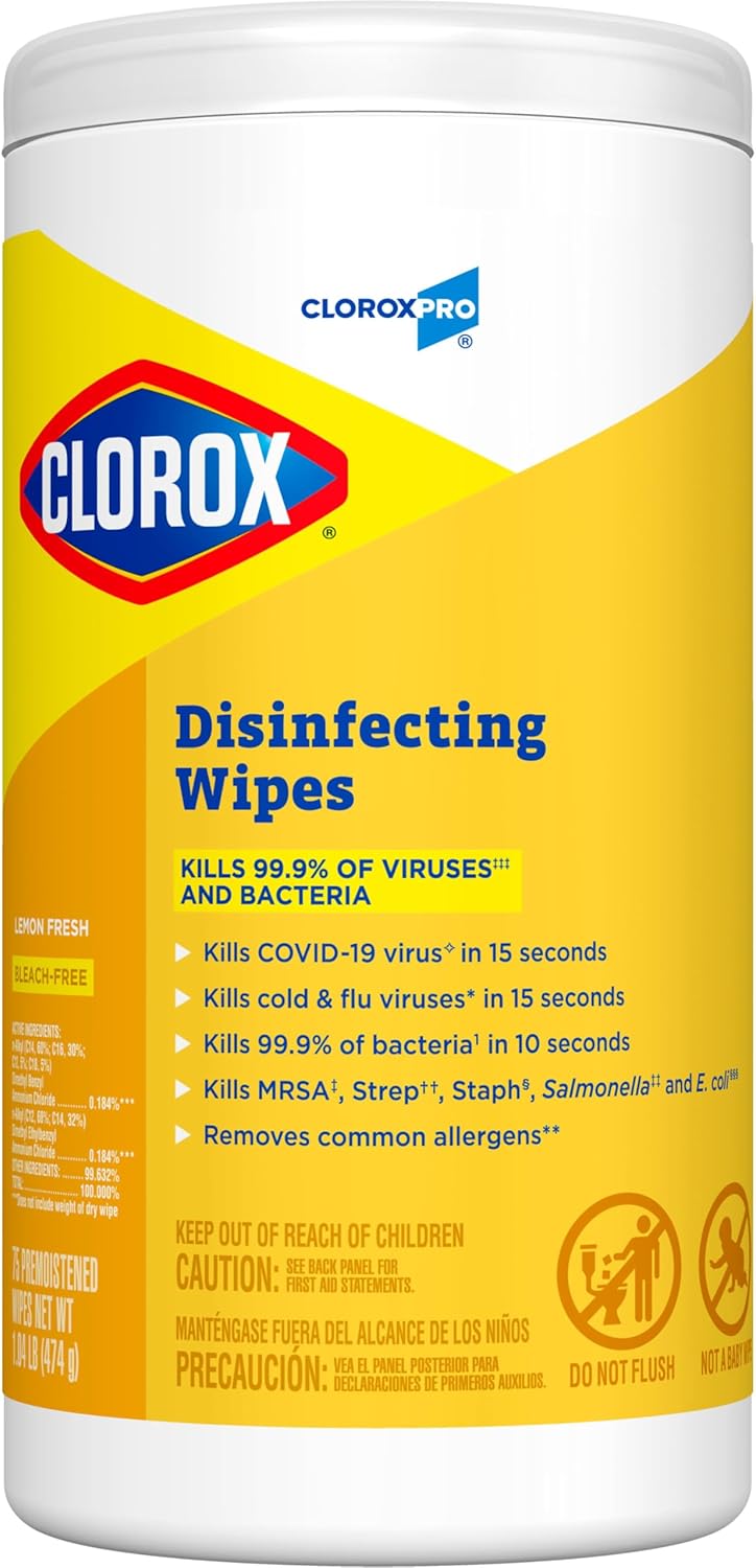 CloroxPro Clorox Disinfecting Wipes, Lemon Fresh, 75 Count (Package May Vary)
