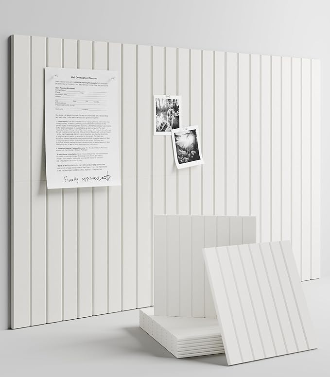 Large Felt Bulletin Board 36" x 24" Cork Board Alternative-6 Pack with 40 Safe Removable Adhesive Tabs, Cork Boards for Walls Cork Board for Home Office Classroom Pin Board (Milky White)