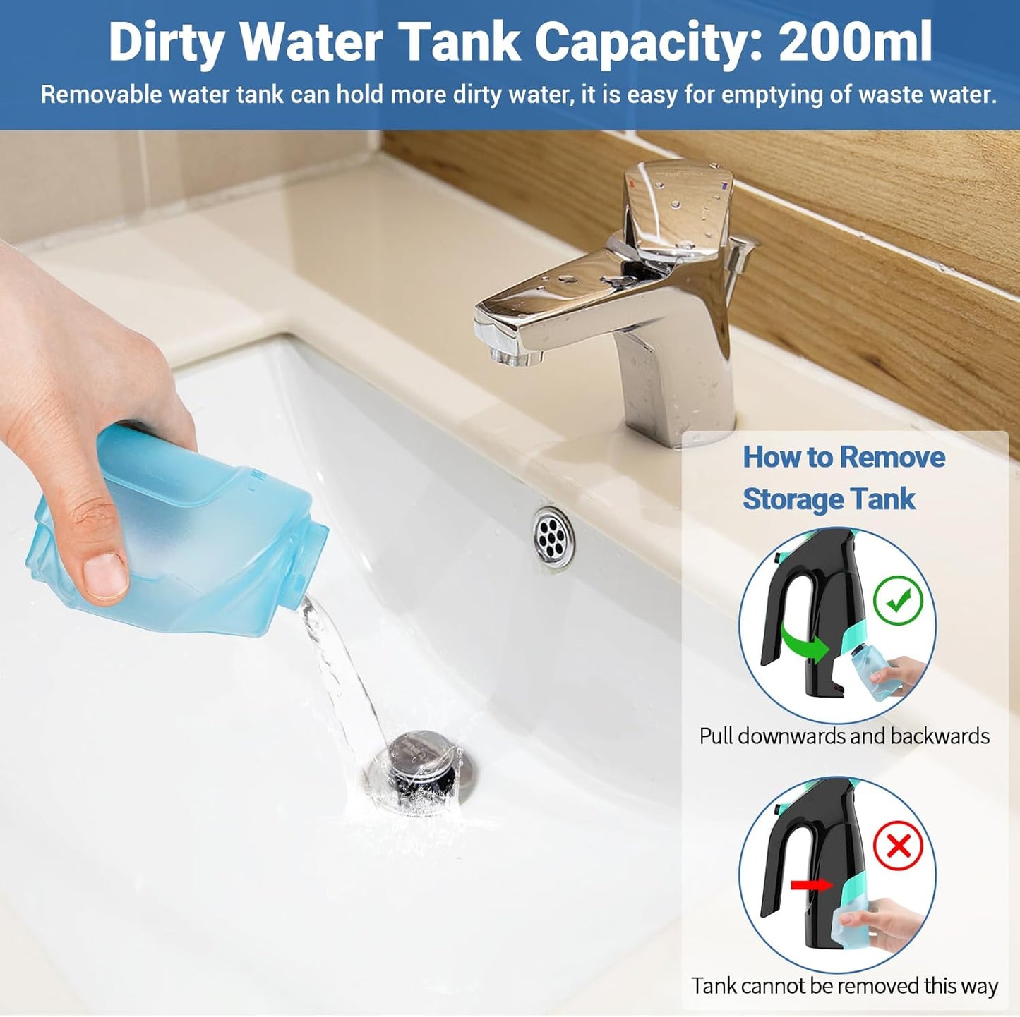 Kiato WC06 Window Vacuum Squeegee Cordless, 3 in 1 Rechargeable Window Vac Cleaner, 2 Water Tanks, Spray/Wipe/Vac, Handheld Electric Squeegee for Window, Tile, Glass, Mirror