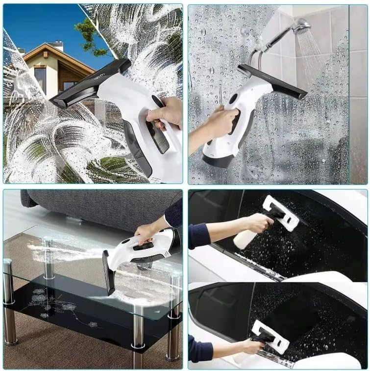 Cordless Electric Window Vacuum Cleaner – Rechargeable Vacuum – Lightweight Plastic Glass Cleaner for Windows, Mirrors, Tiles, Shower & Car