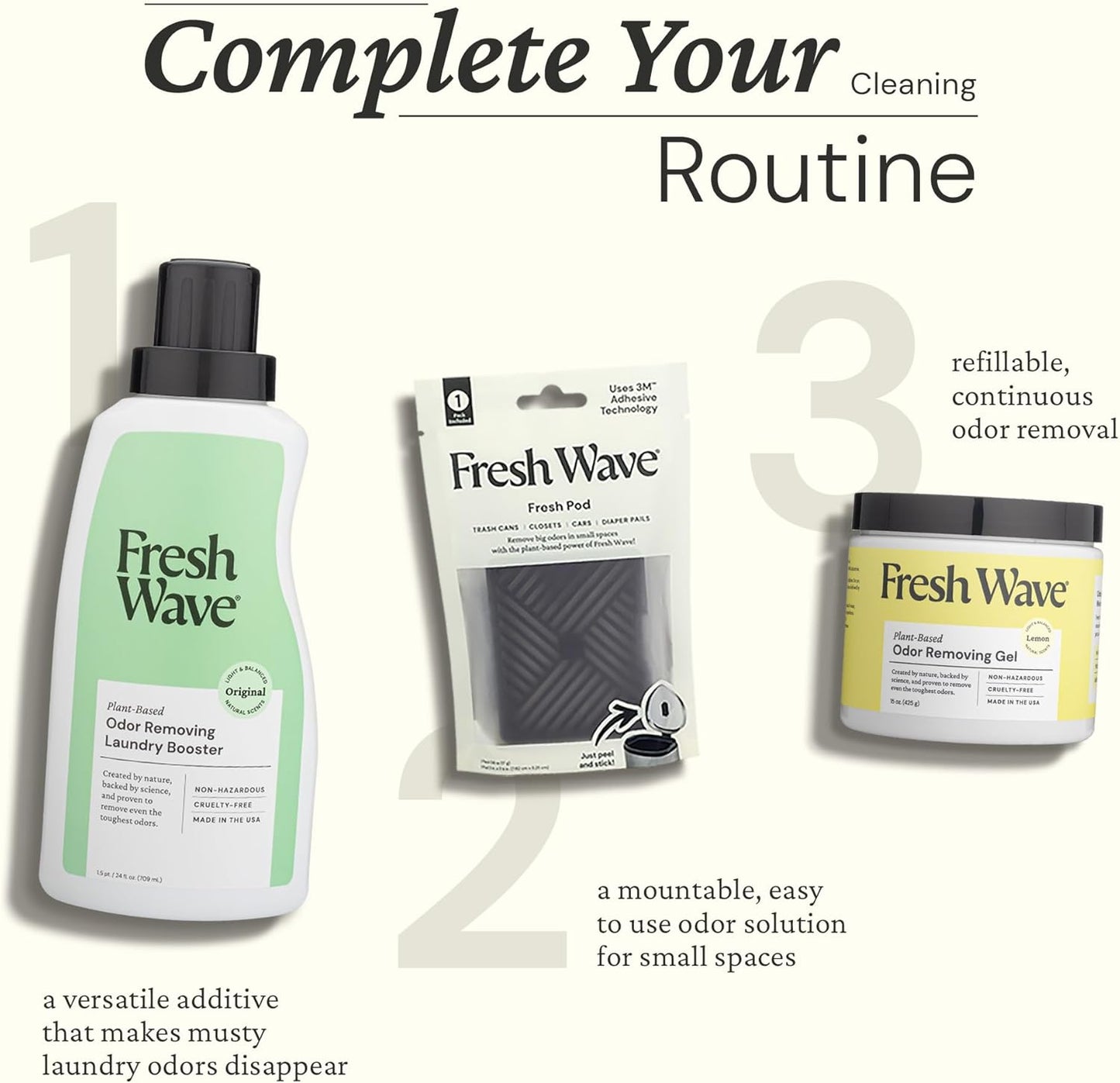 Fresh Wave Odor Removing Laundry Booster, 24 fl. Oz. | Laundry Scent Booster | Safer Odor Relief | Natural Plant-Based Odor Eliminator | Pet Bedding, Activewear, Blankets, Clothes & Fabrics