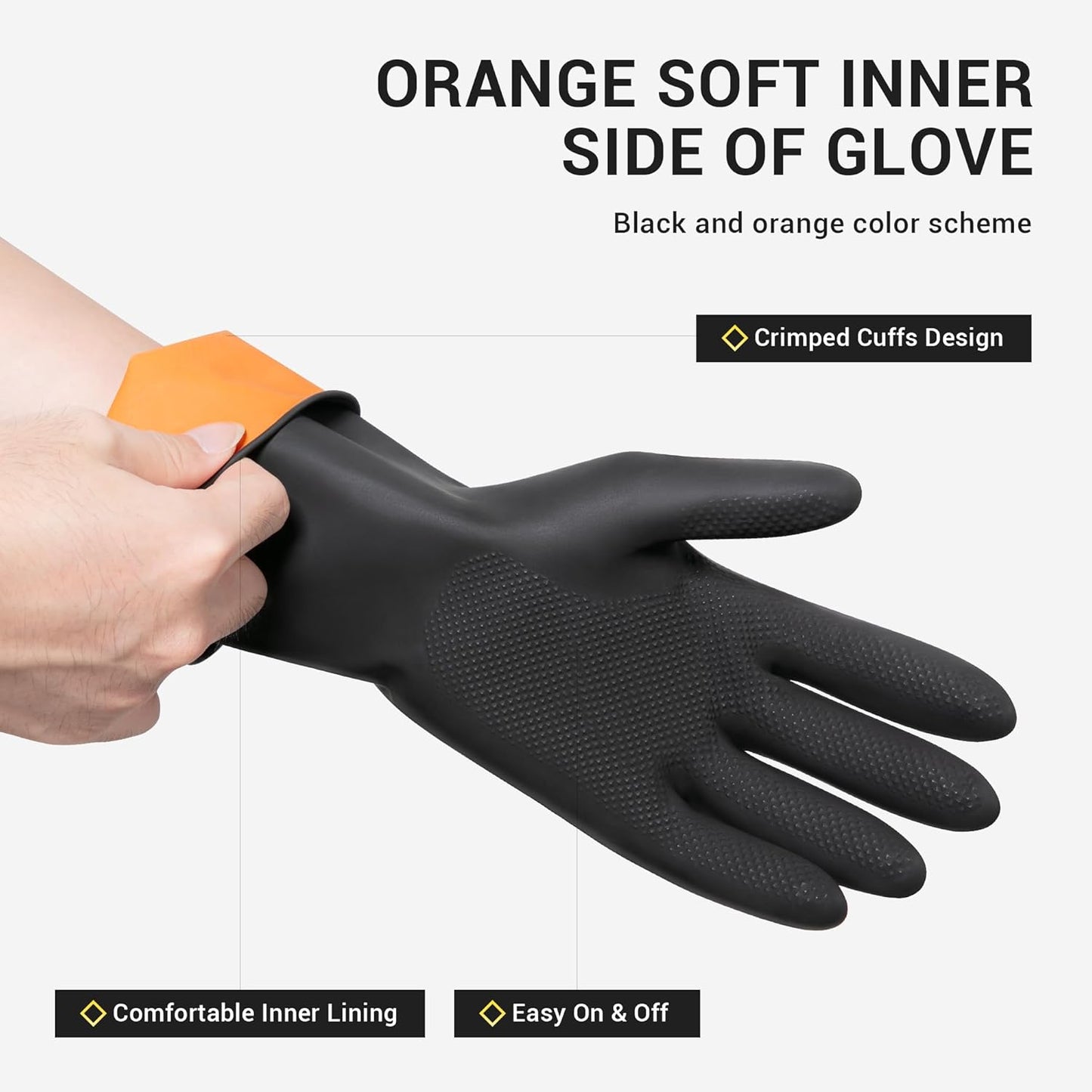 ThxToms 3 Pairs Dishwashing Gloves, Reusable Latex Cleaning Gloves for Housework Kitchen Bathroom, Durable Flexible & Anti-slip, Smooth Lining, Easy On & Off, Extra Large, Black