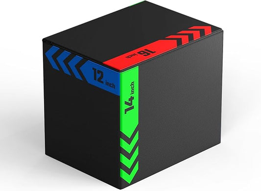 3-in-1 Plyometric Box, Jumping Exercise Equipment Trainer with Non-Slip Surface for Workout Training, Pro-Duty HIIT Exercise Foam Plyo Box, Home Gym