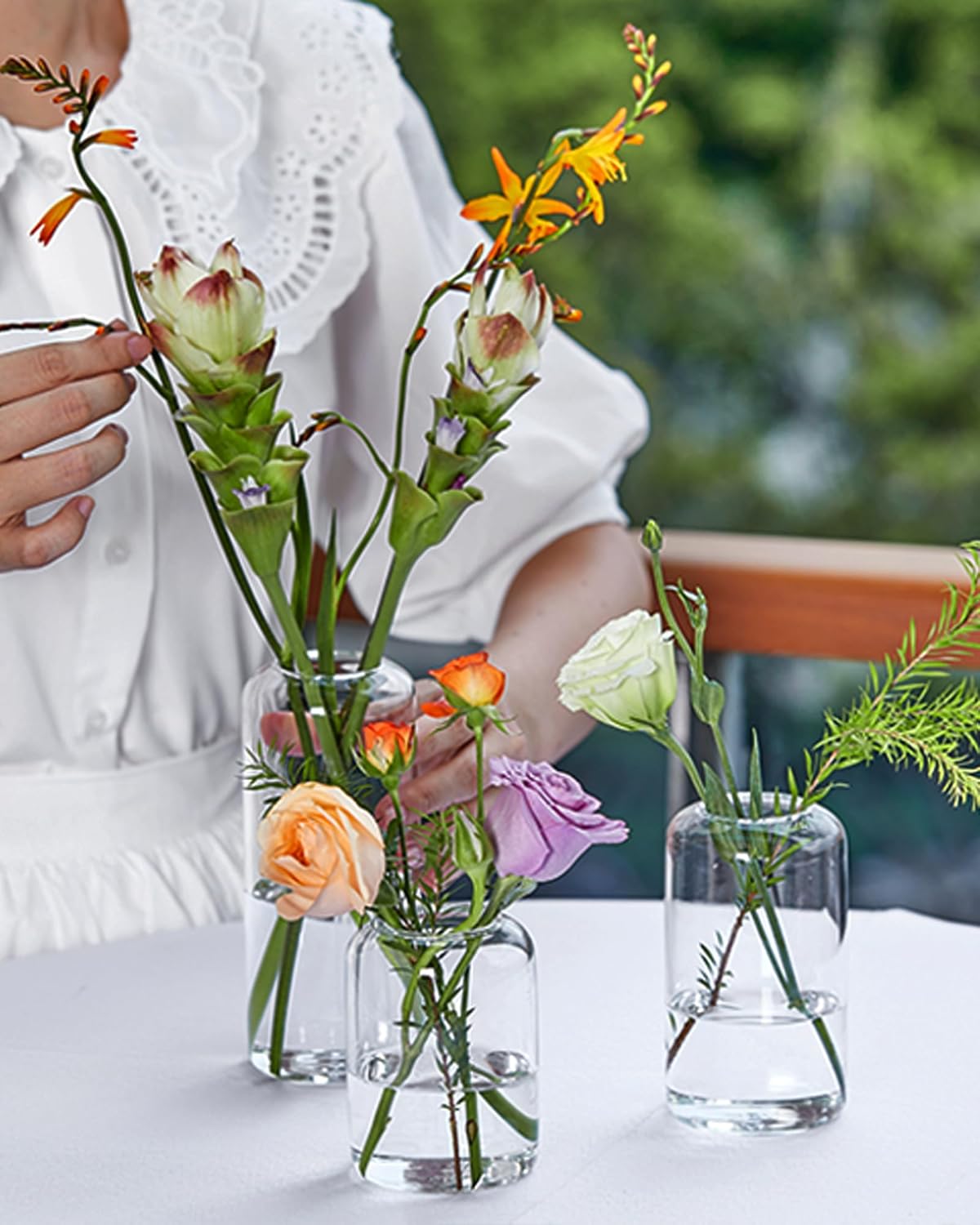 ZENS Bud Vases in Bulk Set of 16, Modern Small Glass Vases for Flower Clear Bud Vases for Wedding Centerpiece, Modern Blown Small Vase for Flowers, Wedding Party Events Decorative Home Decor