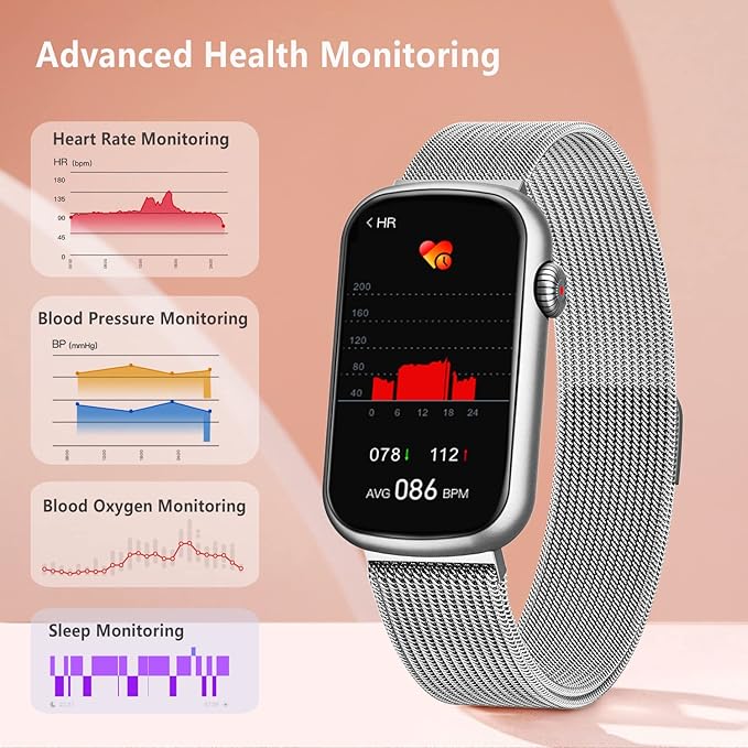 FITVII Slim Fitness Tracker with Blood Oxygen, Blood Pressure, 24/7 Heart Rate and Sleep Tracking, IP68 Waterproof Activity Trackers and Smart Watches with Step Tracker, Pedometer for Women Men