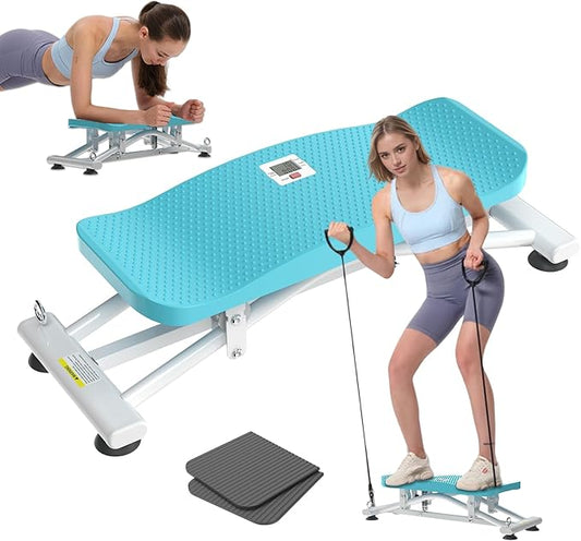 Ski Balancing Machine & Balance Board Trainer - Heavy-Duty 300LB Capacity Wobble Board with Resistance Bands & LCD Display for Cardio, Core and Full-Body Workouts