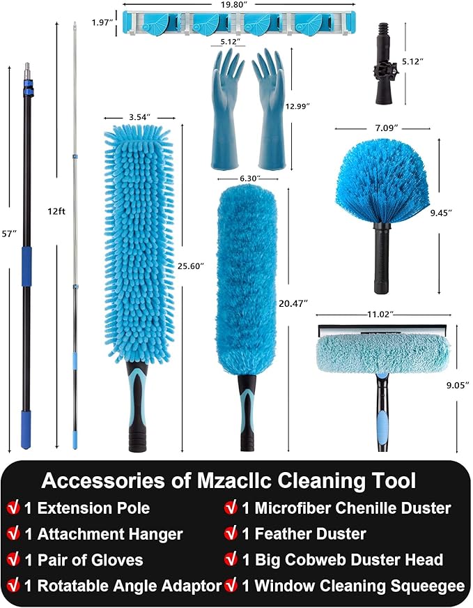 Ceiling Fan Cleaner Duster with Telescopic Extension Pole (8ft)