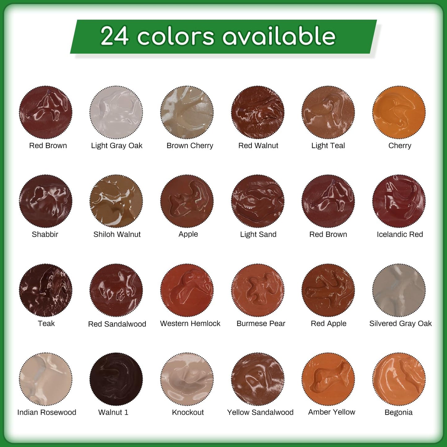 Wood Furniture Repair Kit, 24 Colors Wood Touch up Filler, Repair Scratch, Cracks, Stains, Discoloration for Wood Furniture, Door, Cabinet, Floor, Table Surface Wood - Walnut Series