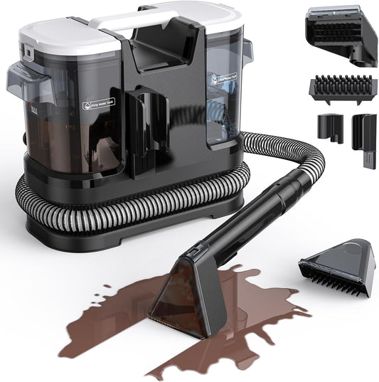 Couch Cleaner Machine 600W Motor - 15Kpa Suction Upholstery Cleaner Machine, Portable Handheld Carpet Cleaner with Self-Cleaning and for Pet Stain, Couch, Stair, Car Seat and Area Rug