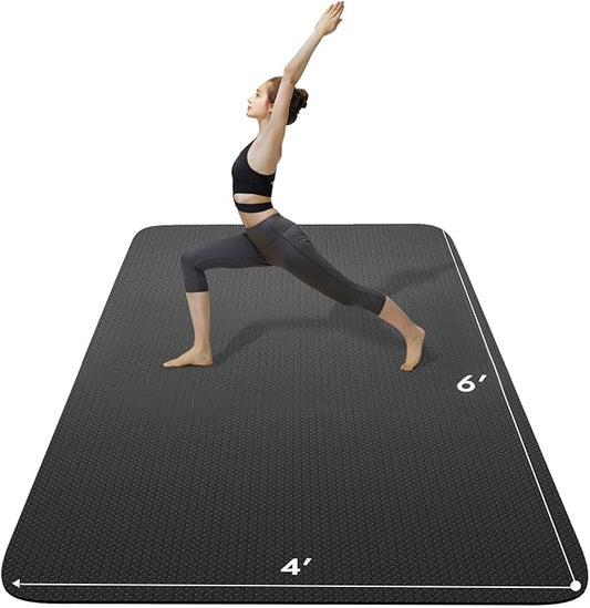 FrenzyBird Large Yoga Mat 6'x 4'（72”x 48”）—1/4" &1/3" Extra Wide Exercise Mat 183cm x 122cm Large Exercise Mat Big Home Yoga Mat Pilates Mat,Non Slip,Thick,TPE Workout Mat,for Women & Men, Yoga, Pilates, Gym and Floor Workouts Pilates
