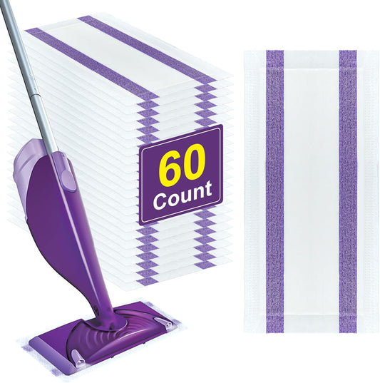 60 Counts Mop Pad Refill for Wet Jet Mop, Disposable Wet Jet Refill Hardwood Floor Cleaning Pads Spray Mop Pads Refills Multi Surface Mopping Replacement
