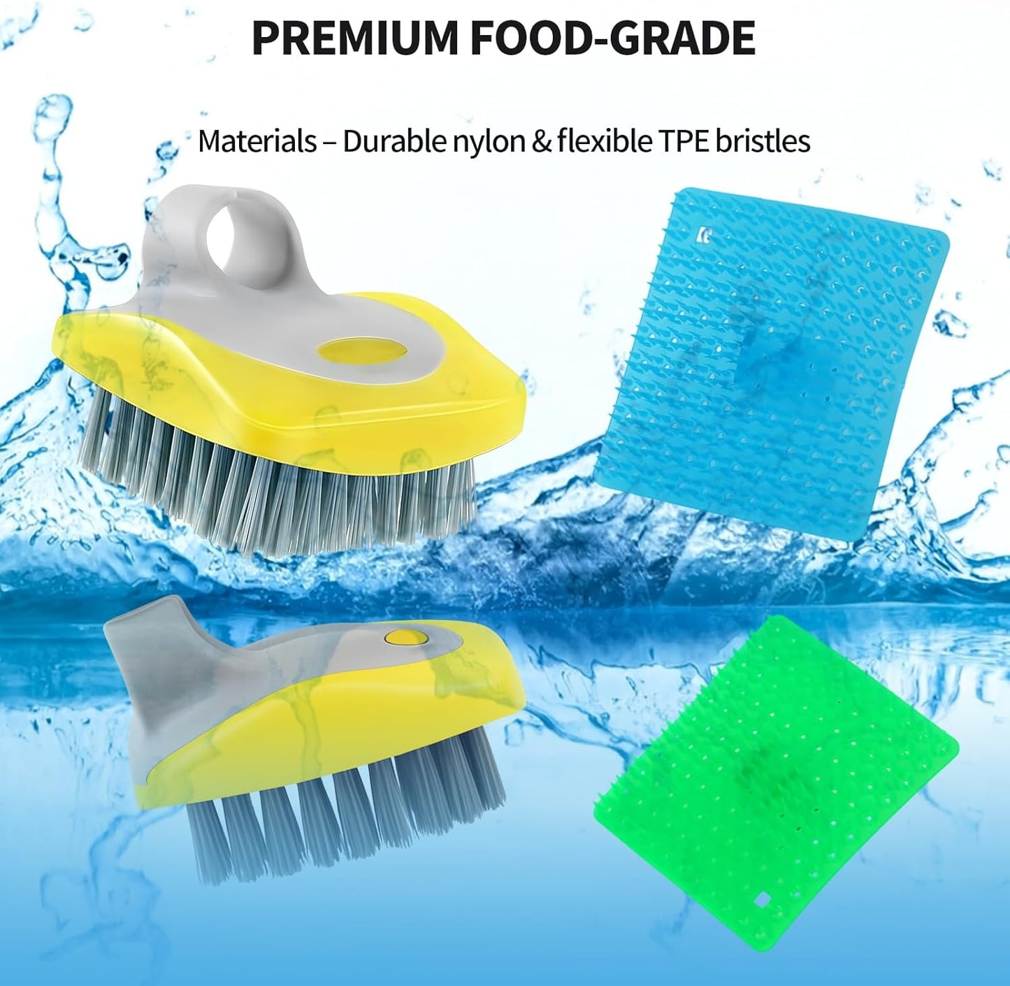 Vegetable Brush Scrubber for Food – 3-Pack Multi-Color Vegetable Brush with Soft & Hard Bristles, Silicone Handle Potato Scrubber, Ergonomic Cleaning Tools for Vegetables with Delicate or Tough Skin