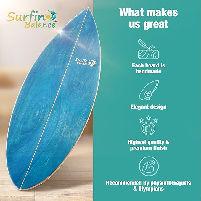 Wooden Balance Board - unique [incl. corc roller, corc hemisphere and balance ball] Balance Board Kids - Balance Boards for Adults - Indo Board Mobo Board Gibbon Board Giboard Slackboard Balancing
