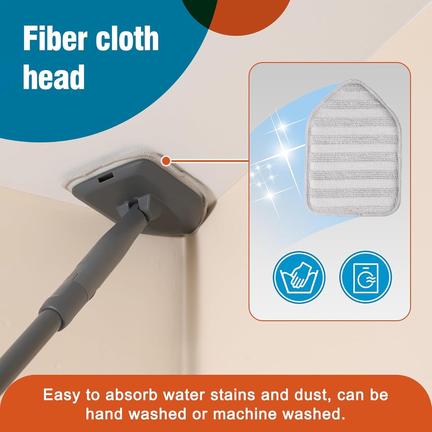 Tub Tile Scrubber Brush with 3 Different Function Cleaning Pads and 56" Extendable Long Handle-No Scratch for Cleaning Bathroom Kitchen Toilet Wall Sink,Orange