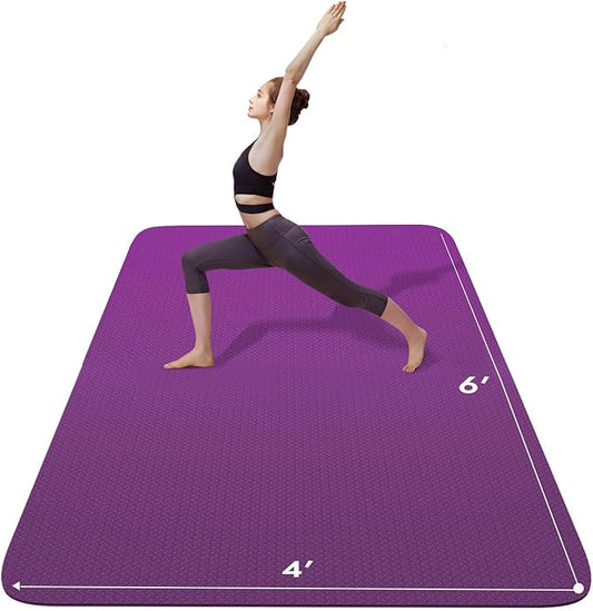 FrenzyBird Large Yoga Mat 6'x 4'（72”x 48”）—1/4" &1/3" Extra Wide Exercise Mat 183cm x 122cm Large Exercise Mat Big Home Yoga Mat Pilates Mat,Non Slip,Thick,TPE Workout Mat,for Women & Men, Yoga, Pilates, Gym and Floor Workouts Pilates