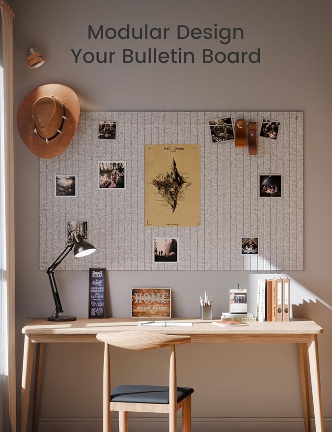 Large Felt Bulletin Board 36" x 24" Cork Board Alternative-6 Pack with 40 Safe Removable Adhesive Tabs, Cork Boards for Walls Cork Board for Home Office Classroom Pin Board (Marble Gray)