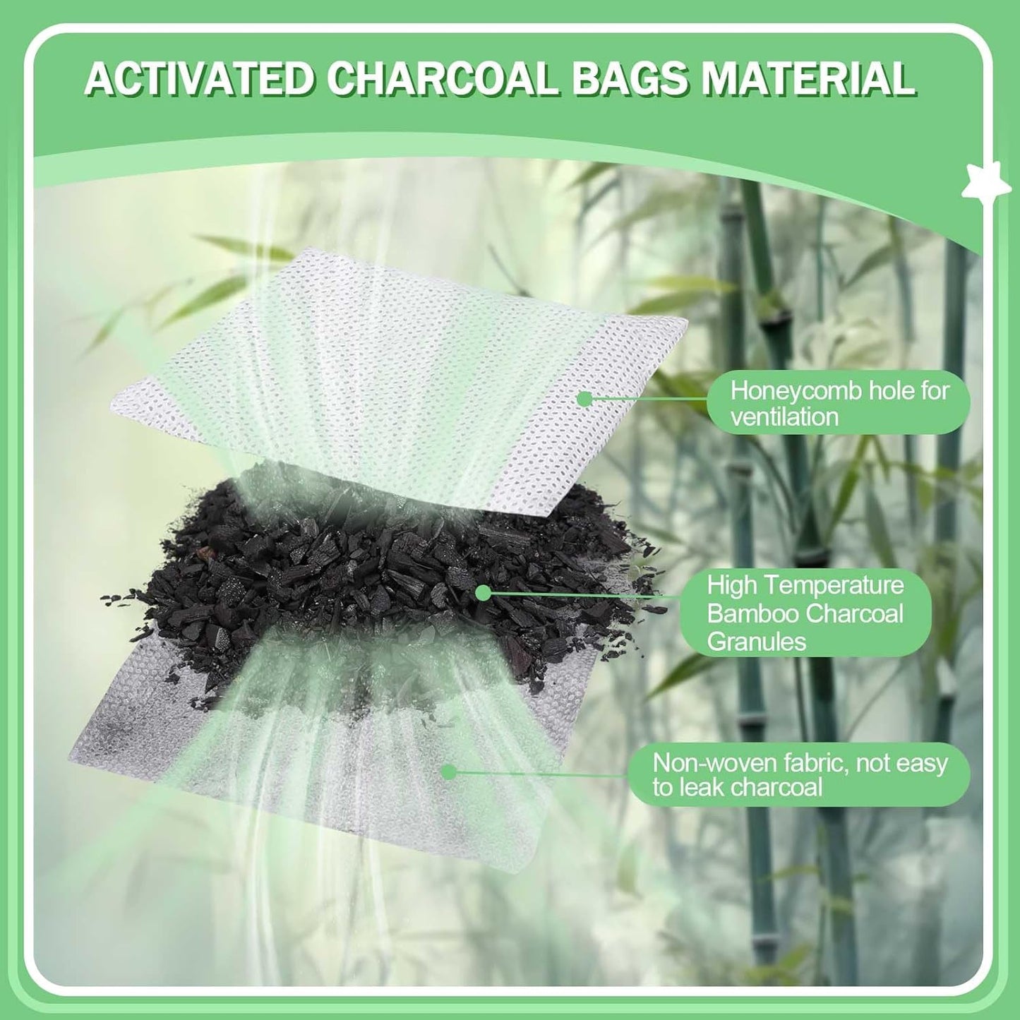 12PCS Charcoal Odor Absorber, Household Activated Charcoal Odor Absorber, Bamboo Charcoal Air Purifying Bag, Shoe Deodorizer, Odor Eliminator for Trash Cans, Refrigerators, Pets, Cars