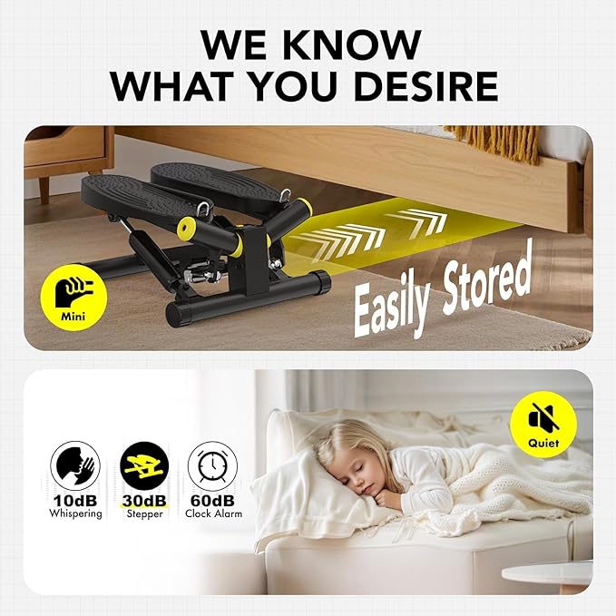 ZIWWVY- Mini Twist Stepper, Stepper Machine with 330LBS Weight Capacity, Mini Stepper for Full Body Workout, Adjustable Step Height, Smooth and Quiet, Step Machine for Men Women
