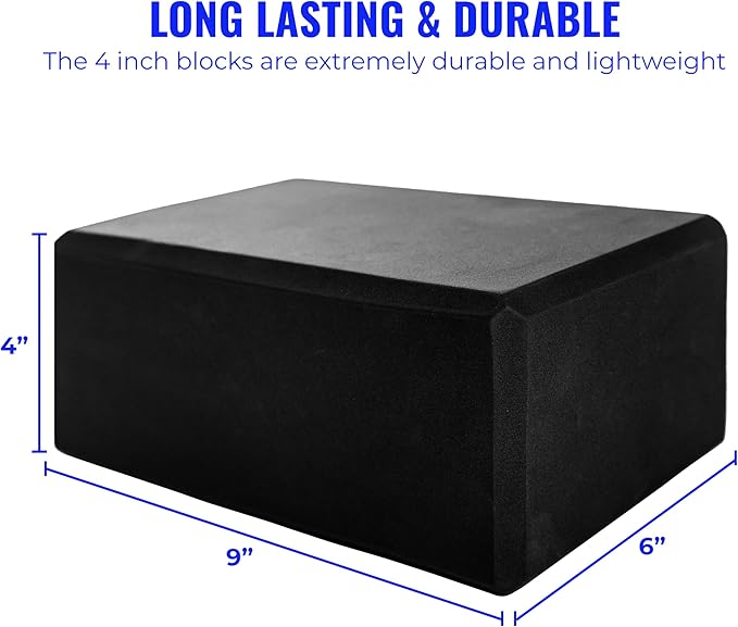 Hello Fit 4" Yoga Block, 12 Pack Bulk EVA Foam Yoga Blocks, Firm and Supportive Yoga Brick, Balance Foam for Stretching, Pilates, and Workout, 4" x 6" x 9"