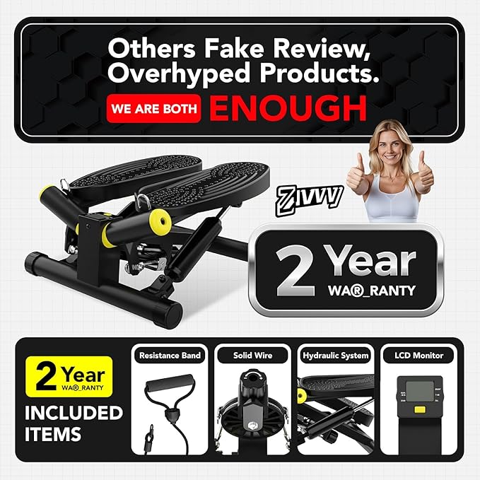 ZIWWVY- Mini Twist Stepper, Stepper Machine with 330LBS Weight Capacity, Mini Stepper for Full Body Workout, Adjustable Step Height, Smooth and Quiet, Step Machine for Men Women