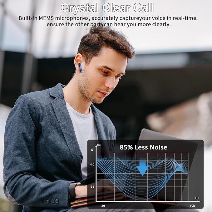 Wireless Earbuds Bluetooth 5.4 with 4 ENC Noise Canceling Microphones, 30H Playtime USB-C Fast Charging Case, Hi-Fi Stereo Sound, IP7 Waterproof & Ultra-Light 3g Design for Gym Running Workout