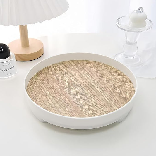 Round Decorative Tray for Coffee Table, Entryway Table, Bathroom Decor, Desk Organizer for Perfume, Candles, Keys, Jewelry Home Decor Trays (Round)