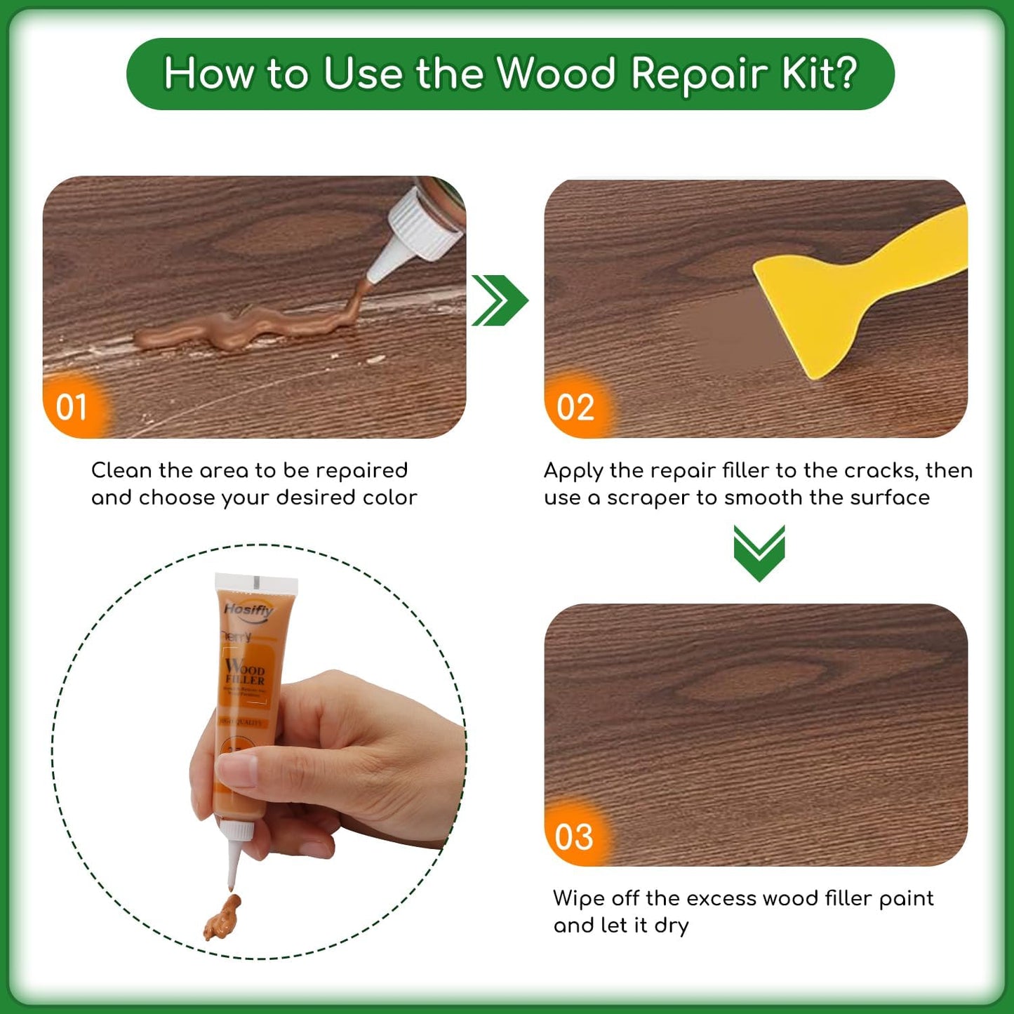 Wood Furniture Repair Kit, 24 Colors Wood Touch up Filler, Repair Scratch, Cracks, Stains, Discoloration for Wood Furniture, Door, Cabinet, Floor, Table Surface Wood - Walnut Series