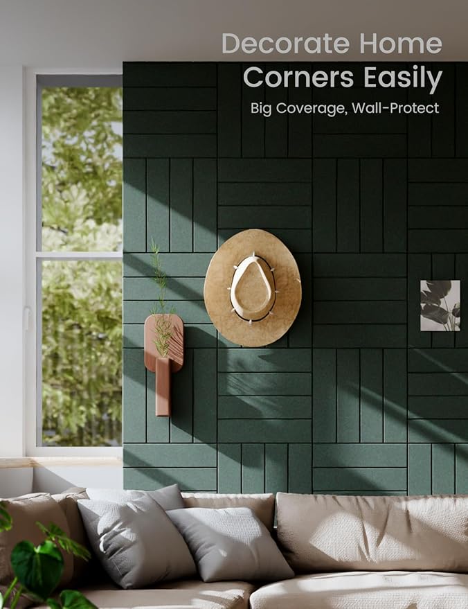 Large Felt Bulletin Board 48" x 36" Cork Board Alternative - 6 Pack with 40 Safe Removable Adhesive Tabs, Cork Boards for Walls Cork Board for Home Office Classroom Pin Board (Aurora Green)