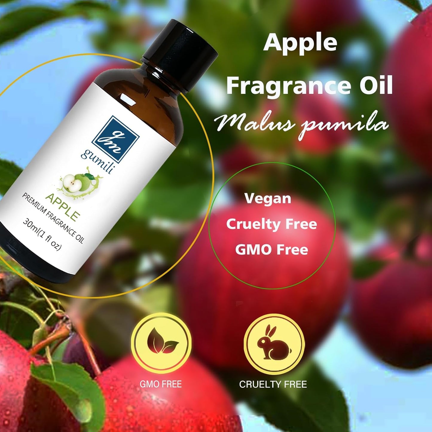Apple Fragrance Oil, Perfume Oil, Home Scent Oils for Soaps, Candle Making, Dryer Balls, Diffusers, Laundry, Slime -1 oz /30ml