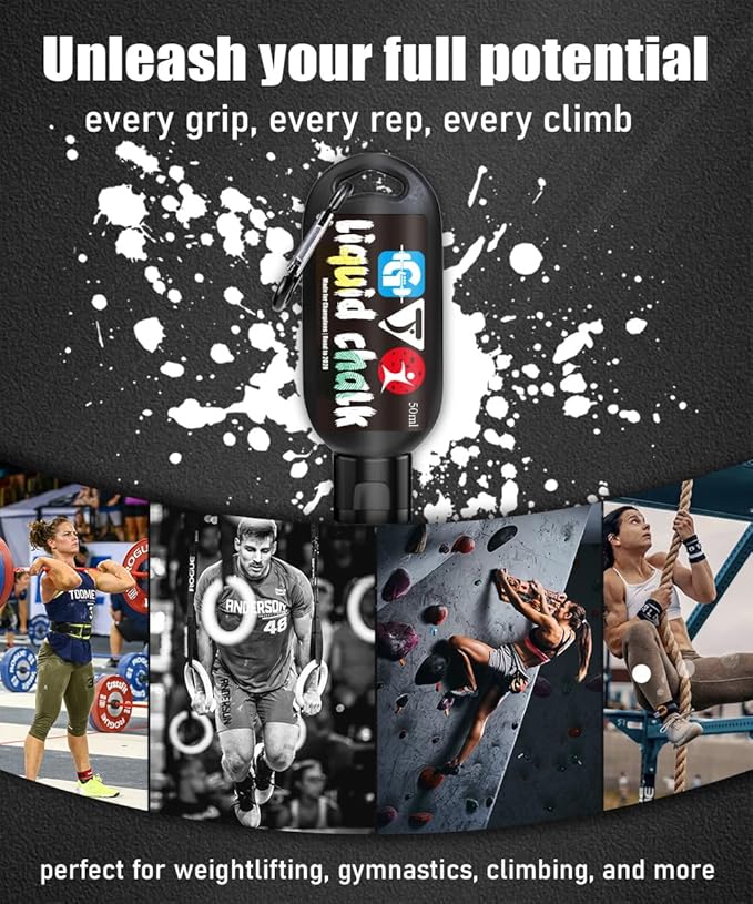 Liquid Chalk Mess-Free Gym Chalk 7’s Quick-Drying for Weightlifting, Gymnastics, Rock Climbing, Pole Dancing Sweat Resistant and Long Lasting for Stronger Hand