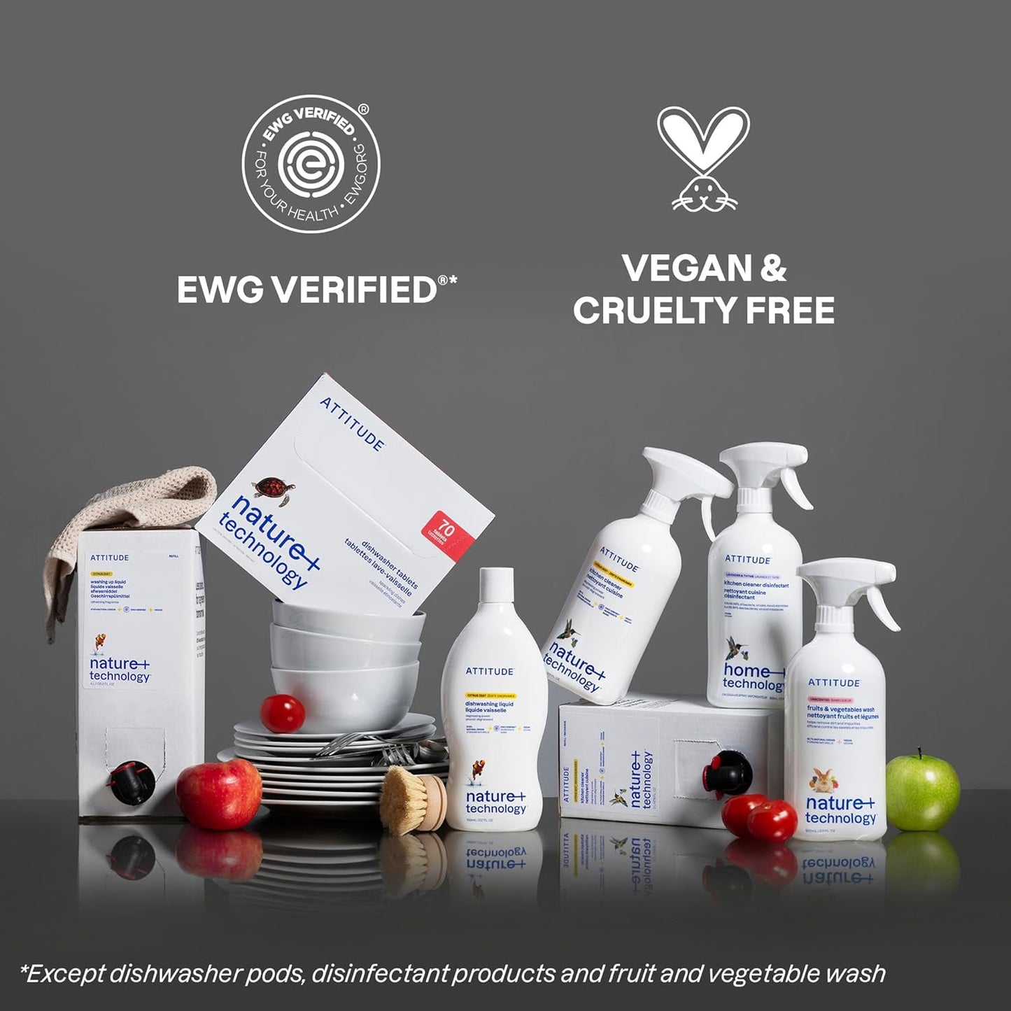 ATTITUDE Dish Soap, EWG Verified, Plant-Based & Vegan Dishwashing Liquid, Naturally Derived, Citrus Zest Scent, 33.8 Fl Oz