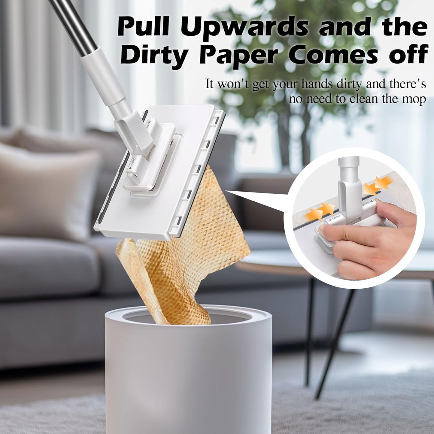 Mini Sweeper Mop,Masthome Reusable Clamp Mop with Short Stainless Steel Handle,1 Second Installation,Flat Dust Mops for House Wall,Bathroom, Windows, Corners, Includes 1 Sweeping Cloth