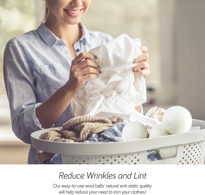 SnugPad Wool Dryer Balls XL Size 6 Pack, Natural Fabric Softener 100% Organic Premium New Zealand Wool, Chemical Free and Reduces Wrinkles, 1000+ Loads, Baby Safe, Saving Energy & Time, White 6 Count