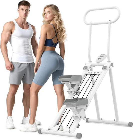 Stair Stepper for Exercise at Home, Folding Stairmaster Machine for Cardio Fitness, Vertical Stair Climber with Adjustable Handlebar, Portable Steppers with 310lbs Loading Capacity